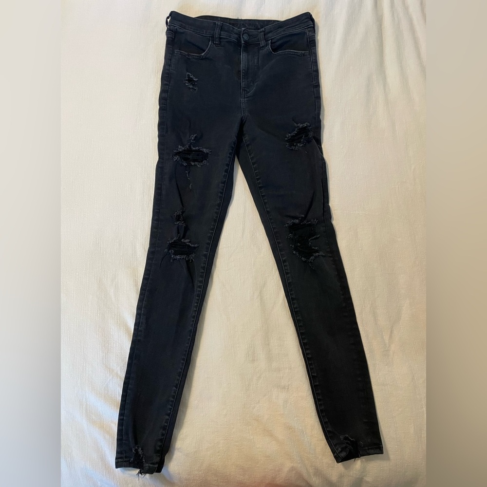 American Eagle Outfitters Black Ripped Skinny Jeans